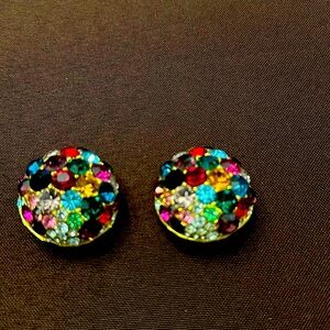 Vintage multi stone dome earrings